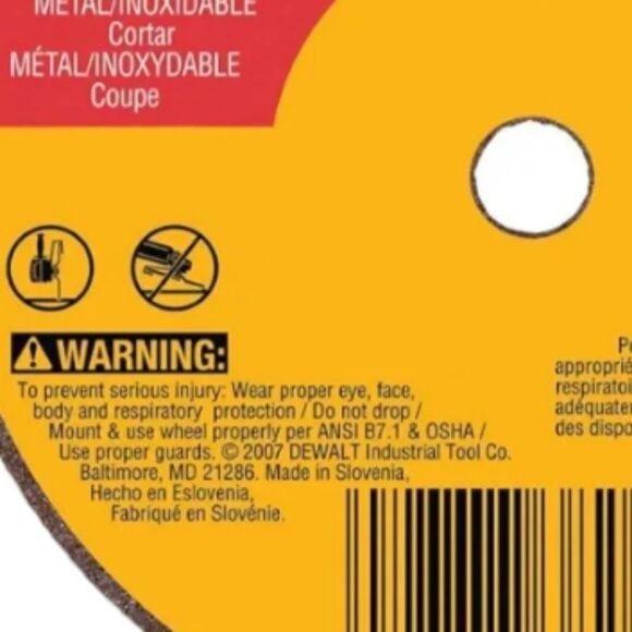 DEWALT DW8711 A60T Wheel 3-Inch X 1/16 Inch X 3/8 inch - Picture 5 of 7